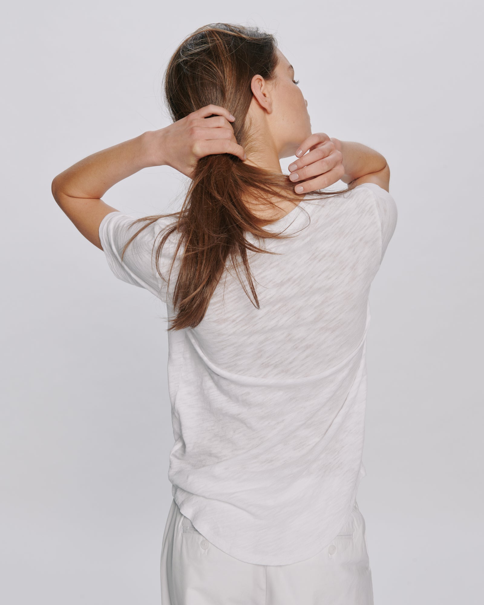 Slub Jersey Classic V-Neck Tee - White