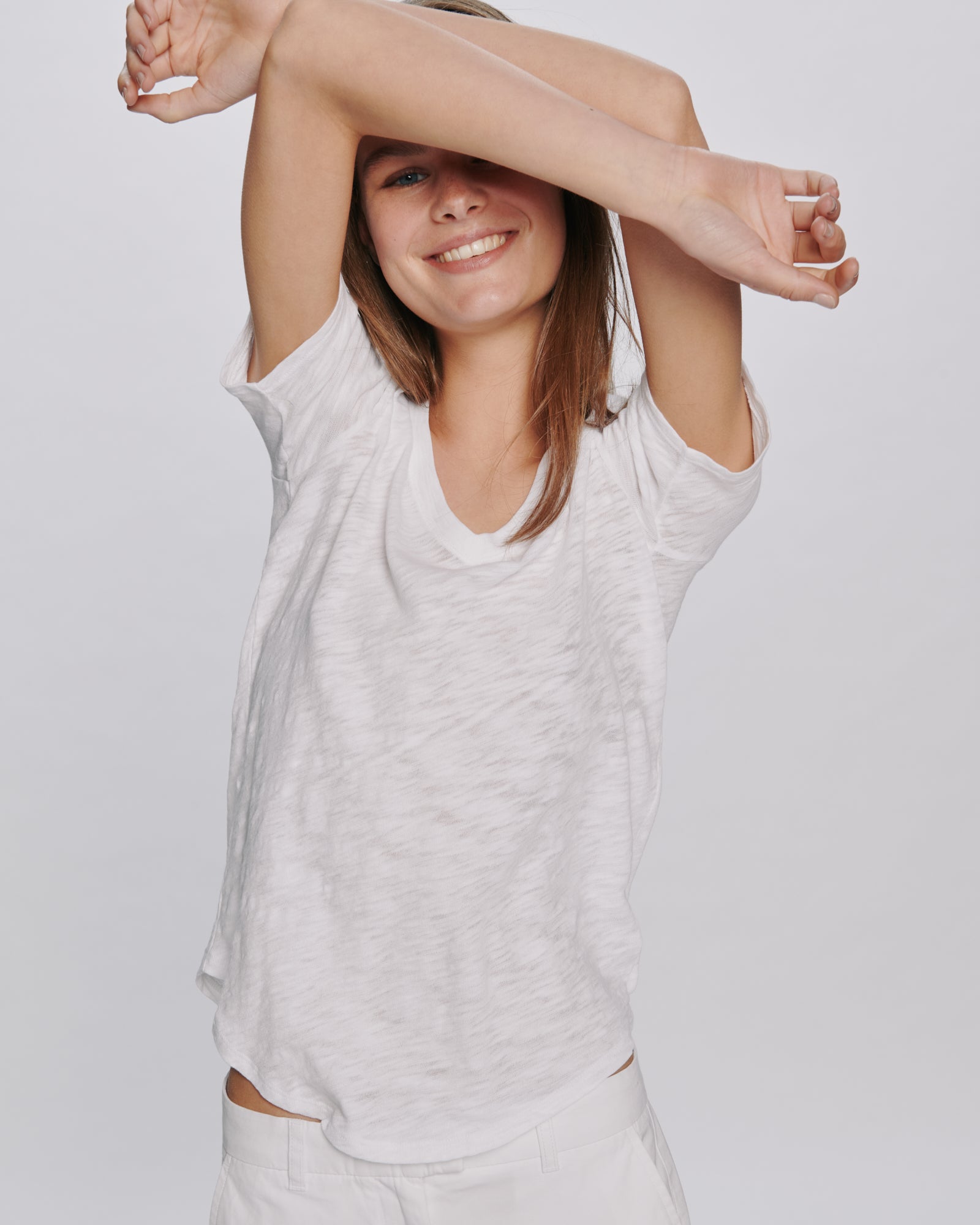 Slub Jersey Classic V-Neck Tee - White
