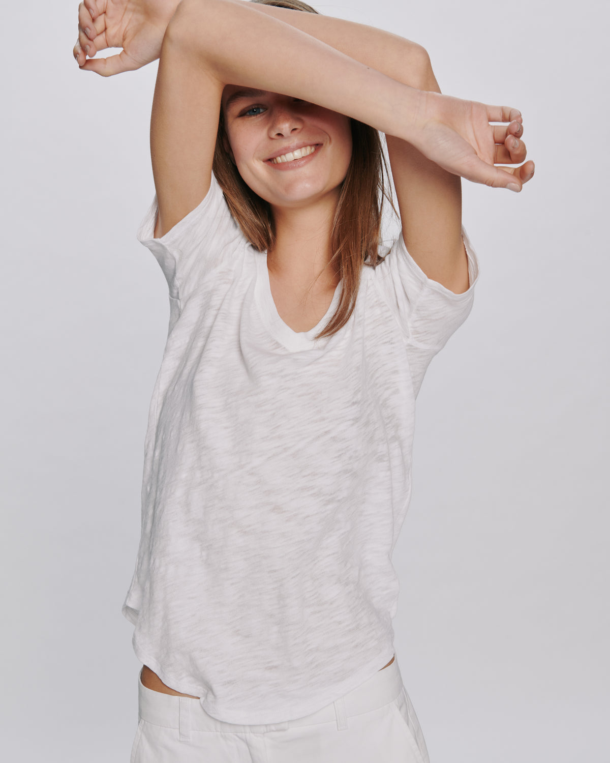 Slub Jersey Classic V-Neck Tee - White