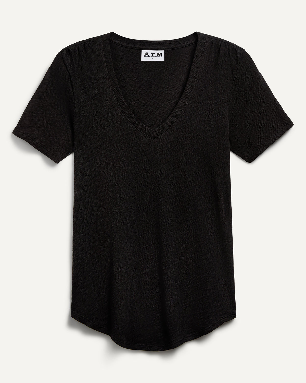 Slub Jersey Classic V-Neck Tee - Black