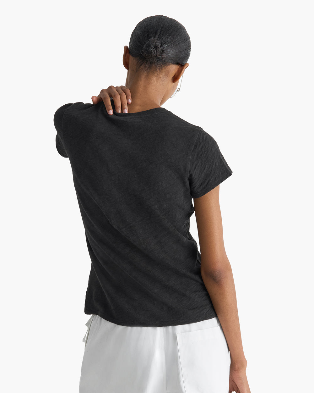 Slub Jersey Schoolboy Crew Neck Tee - Black