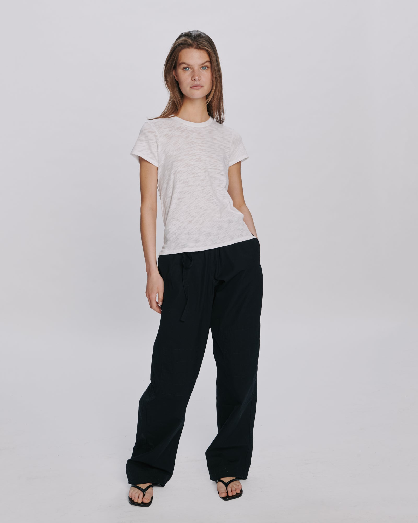 Slub Jersey Schoolboy Crew Neck Tee - White