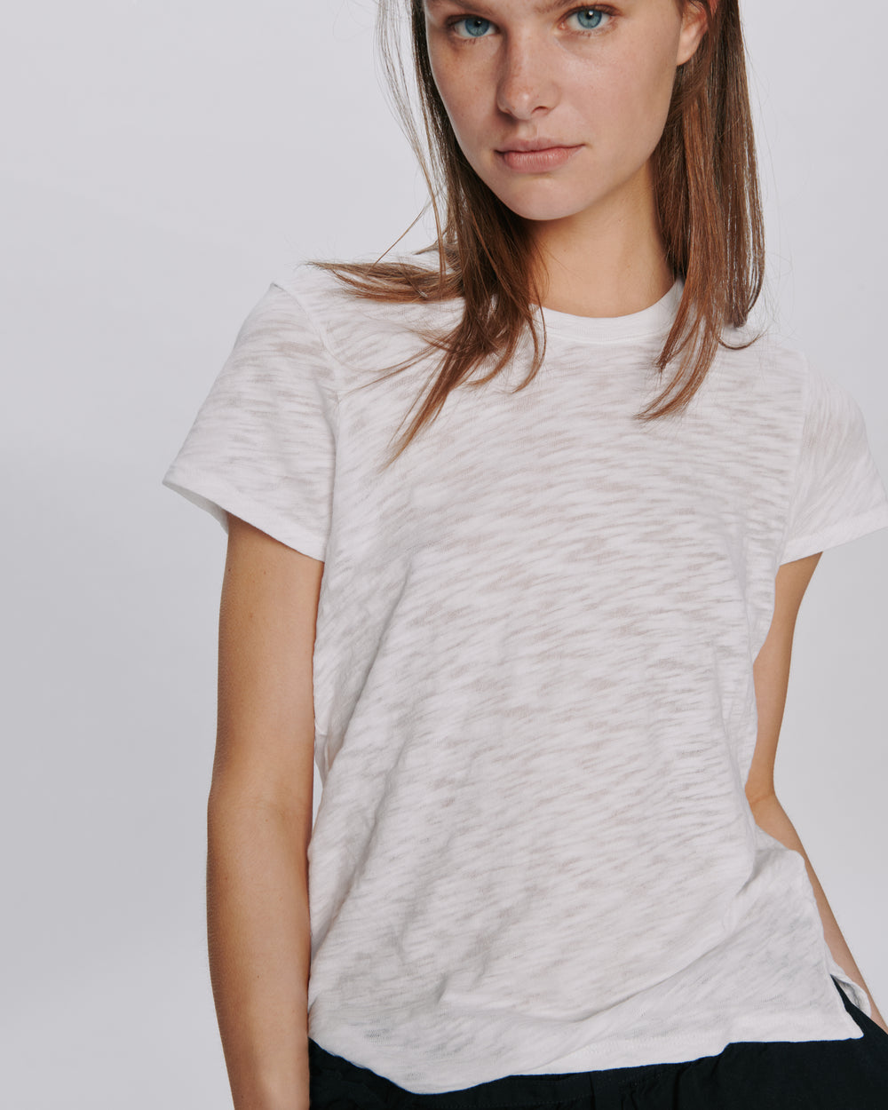 Slub Jersey Schoolboy Crew Neck Tee - White