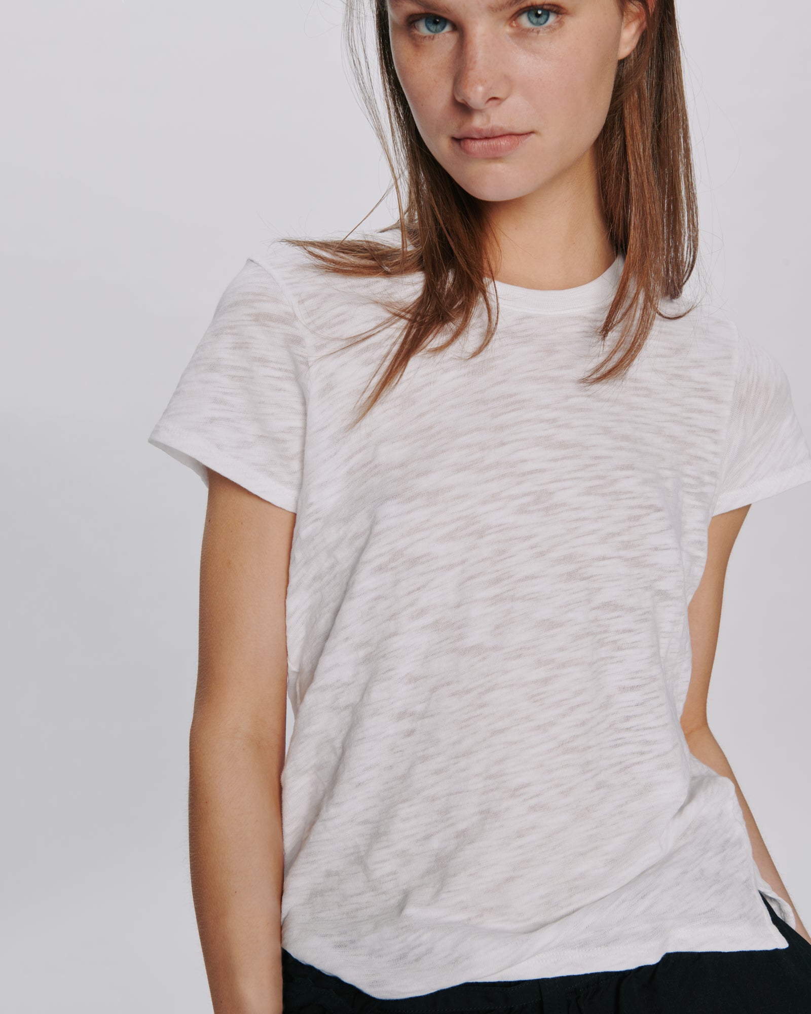 Slub Jersey Schoolboy Crew Neck Tee - White