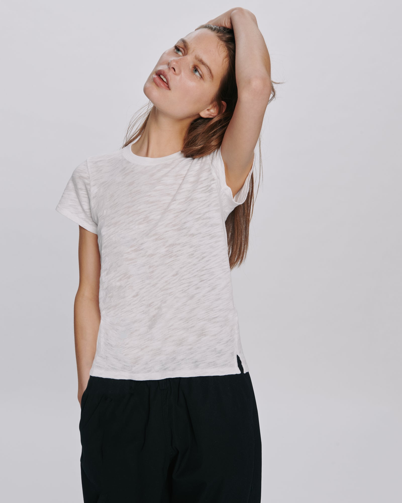 Slub Jersey Schoolboy Crew Neck Tee - White