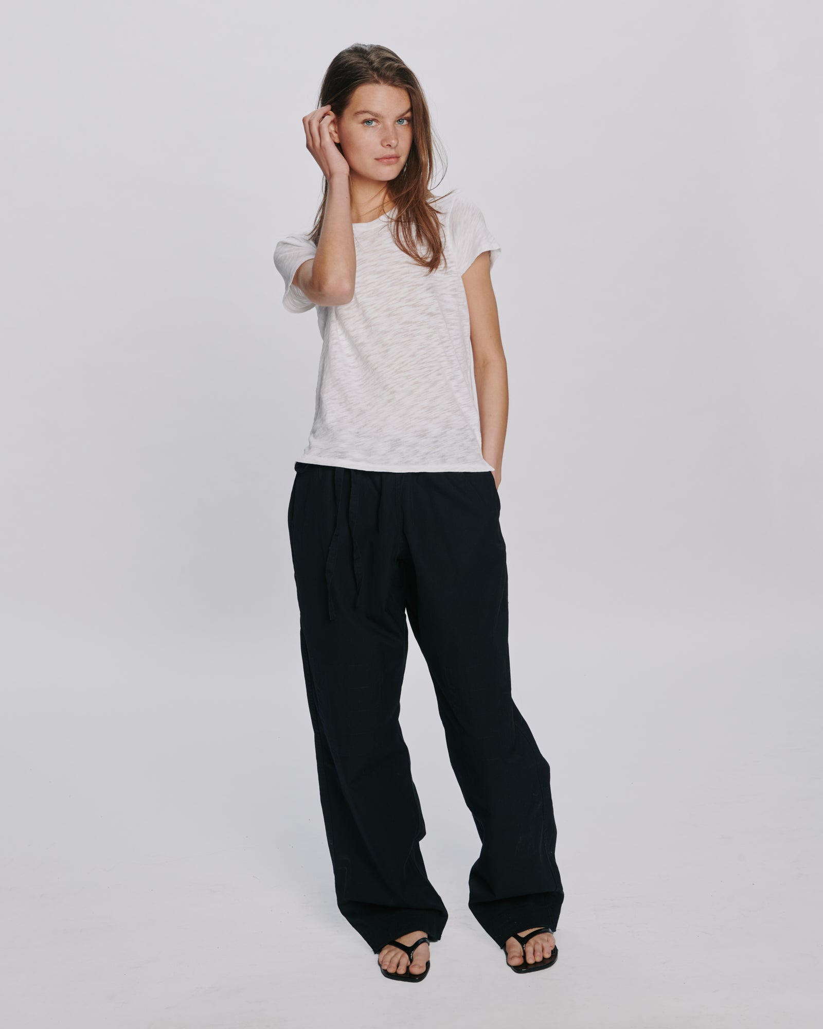 Slub Jersey Schoolboy Crew Neck Tee - White
