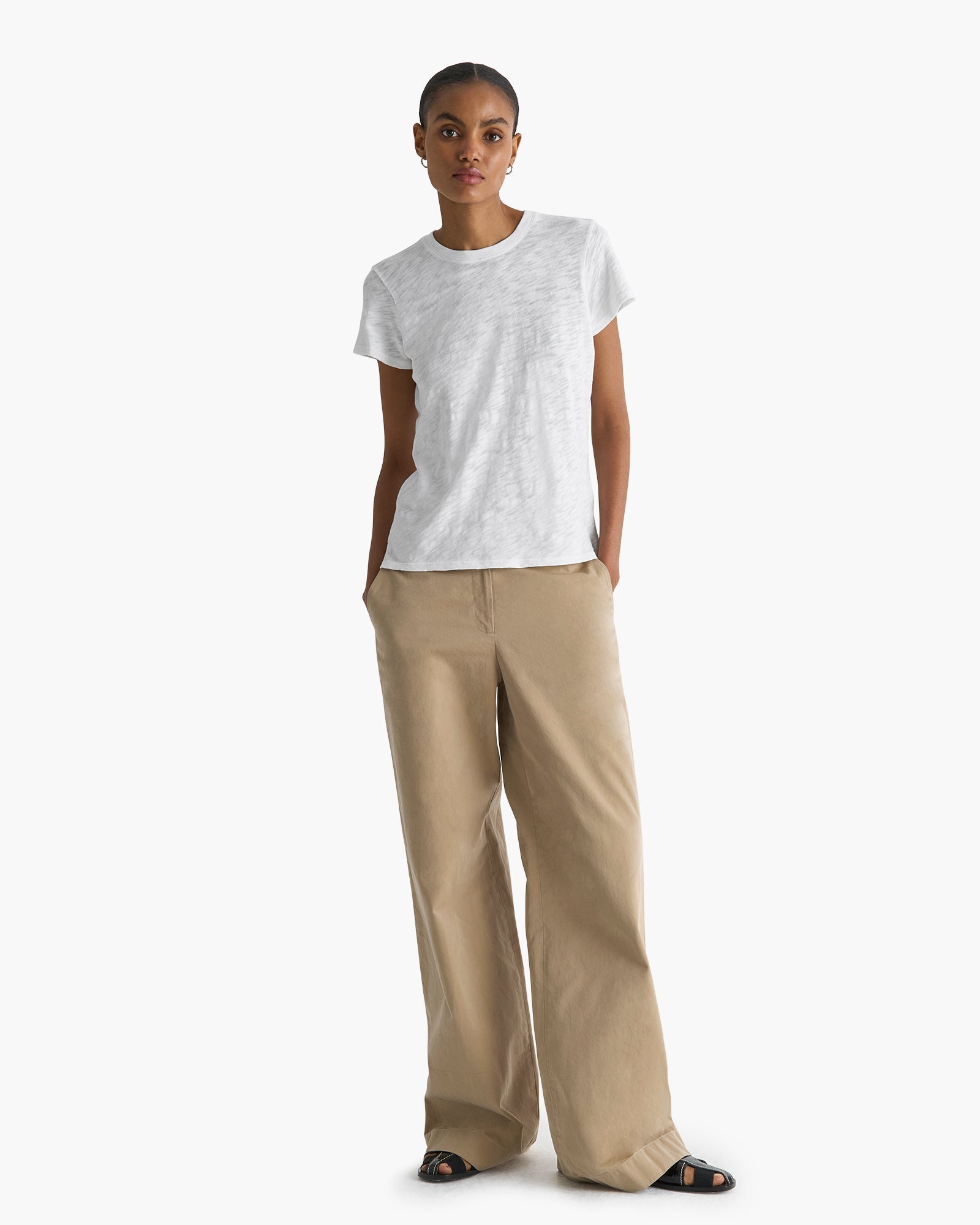 Slub Jersey Schoolboy Crew Neck Tee - White