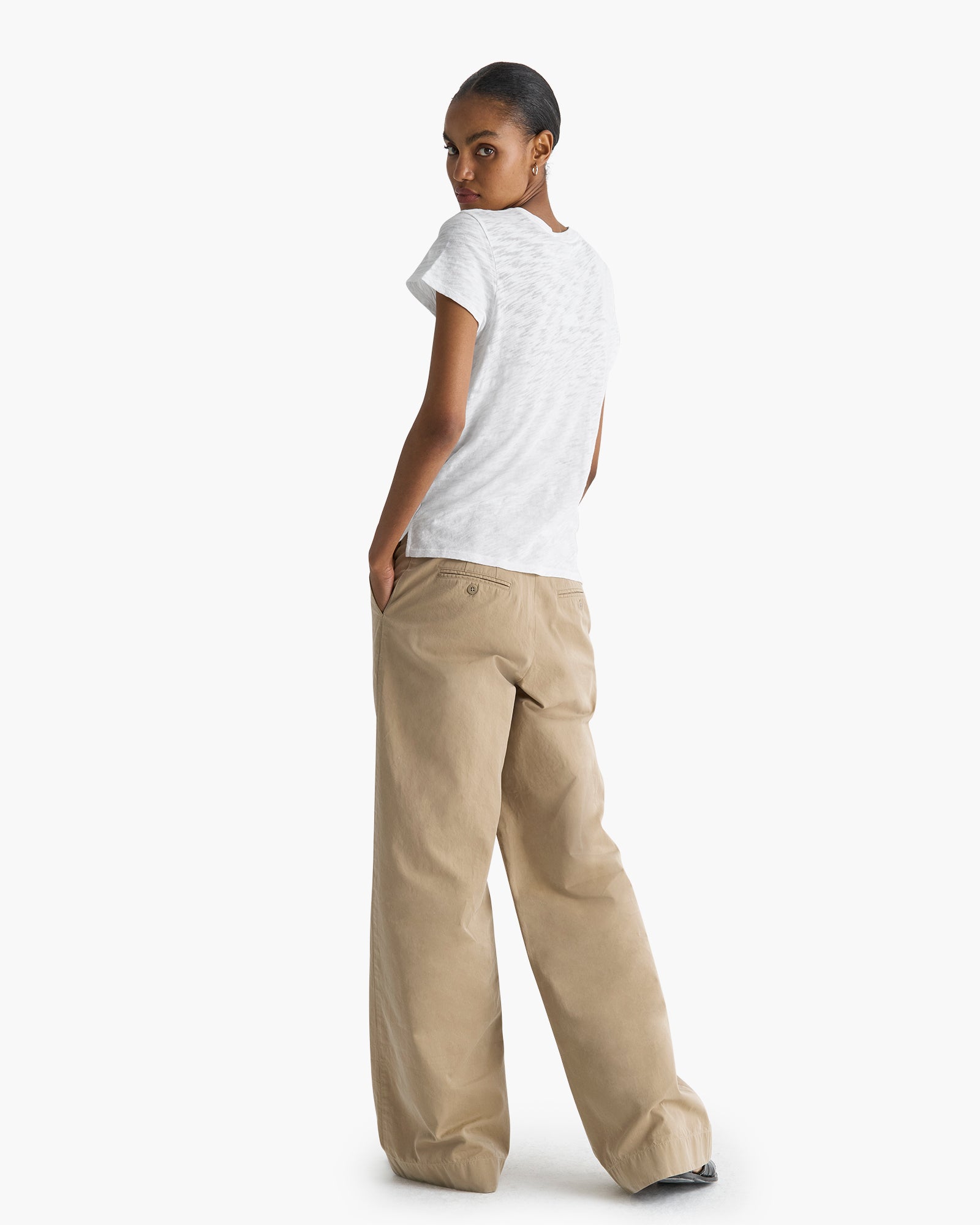 Slub Jersey Schoolboy Crew Neck Tee - White