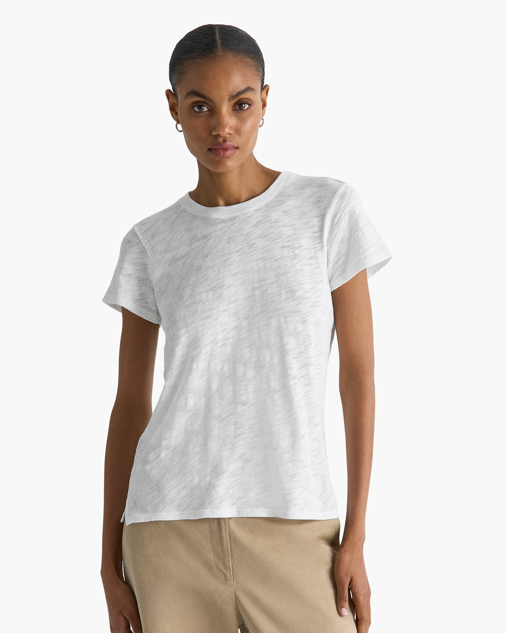 Slub Jersey Schoolboy Crew Neck Tee - White