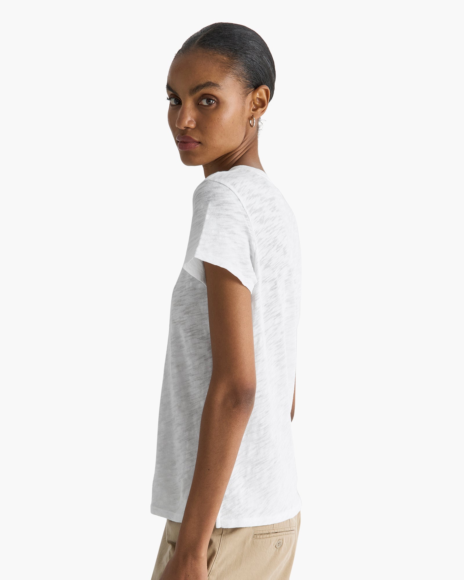 Slub Jersey Schoolboy Crew Neck Tee - White