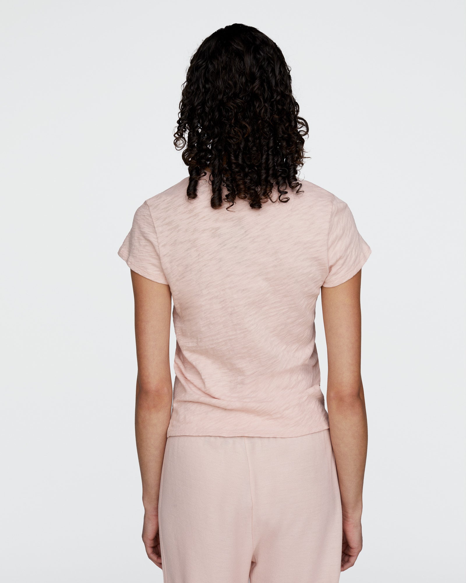 Slub Jersey Schoolboy Crew Neck Tee - Faded Rose