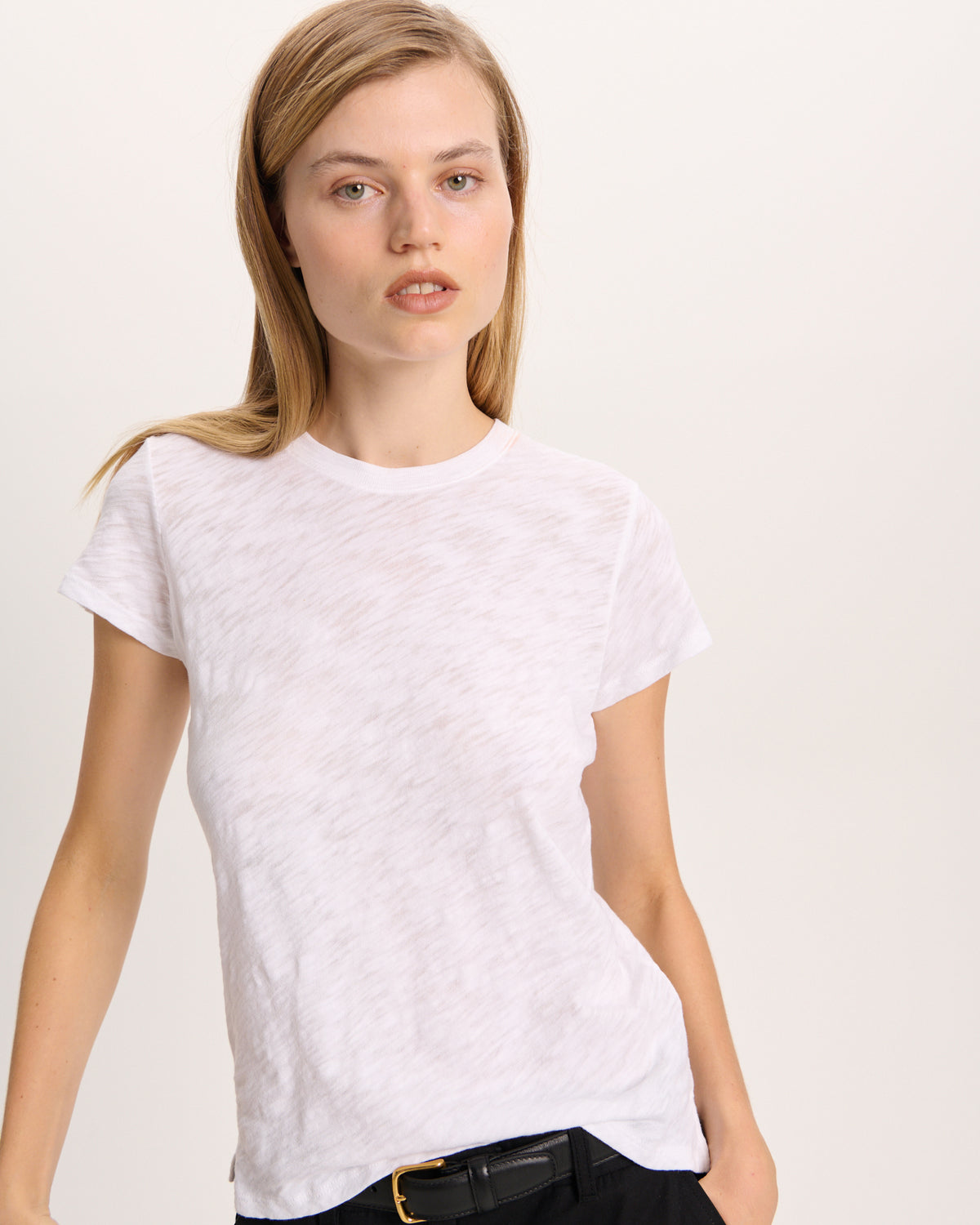 Slub Jersey Schoolboy Crew Neck Tee - White