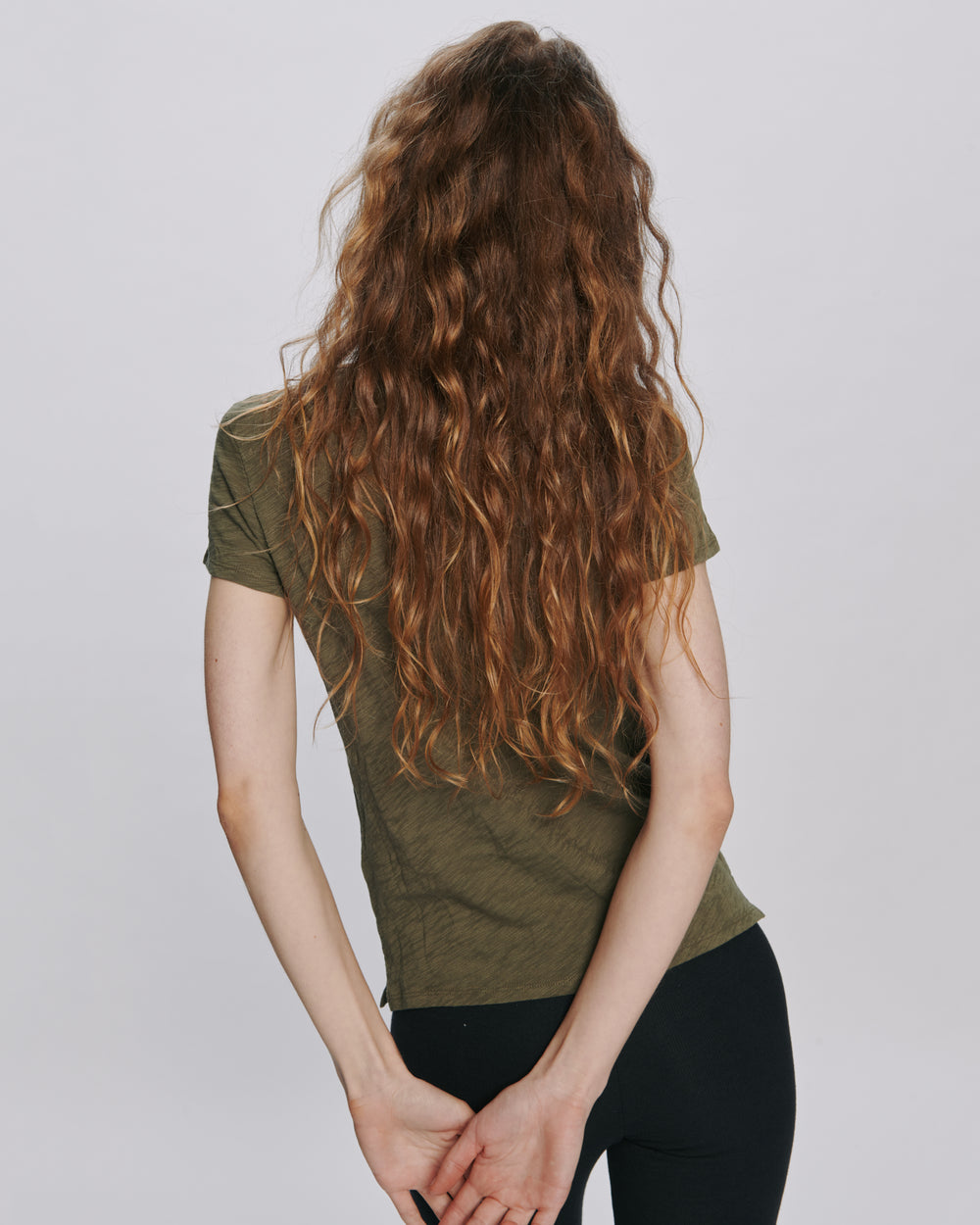 Slub Jersey Schoolboy Crew Neck Tee - Army