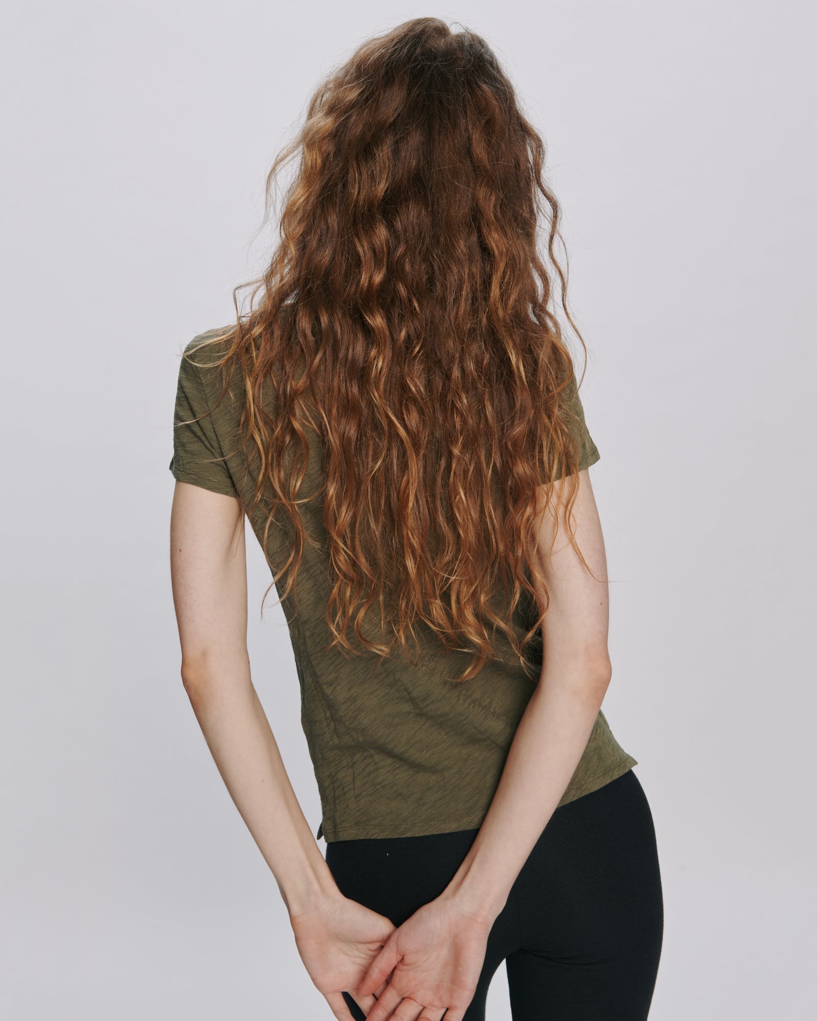 Slub Jersey Schoolboy Crew Neck Tee - Army