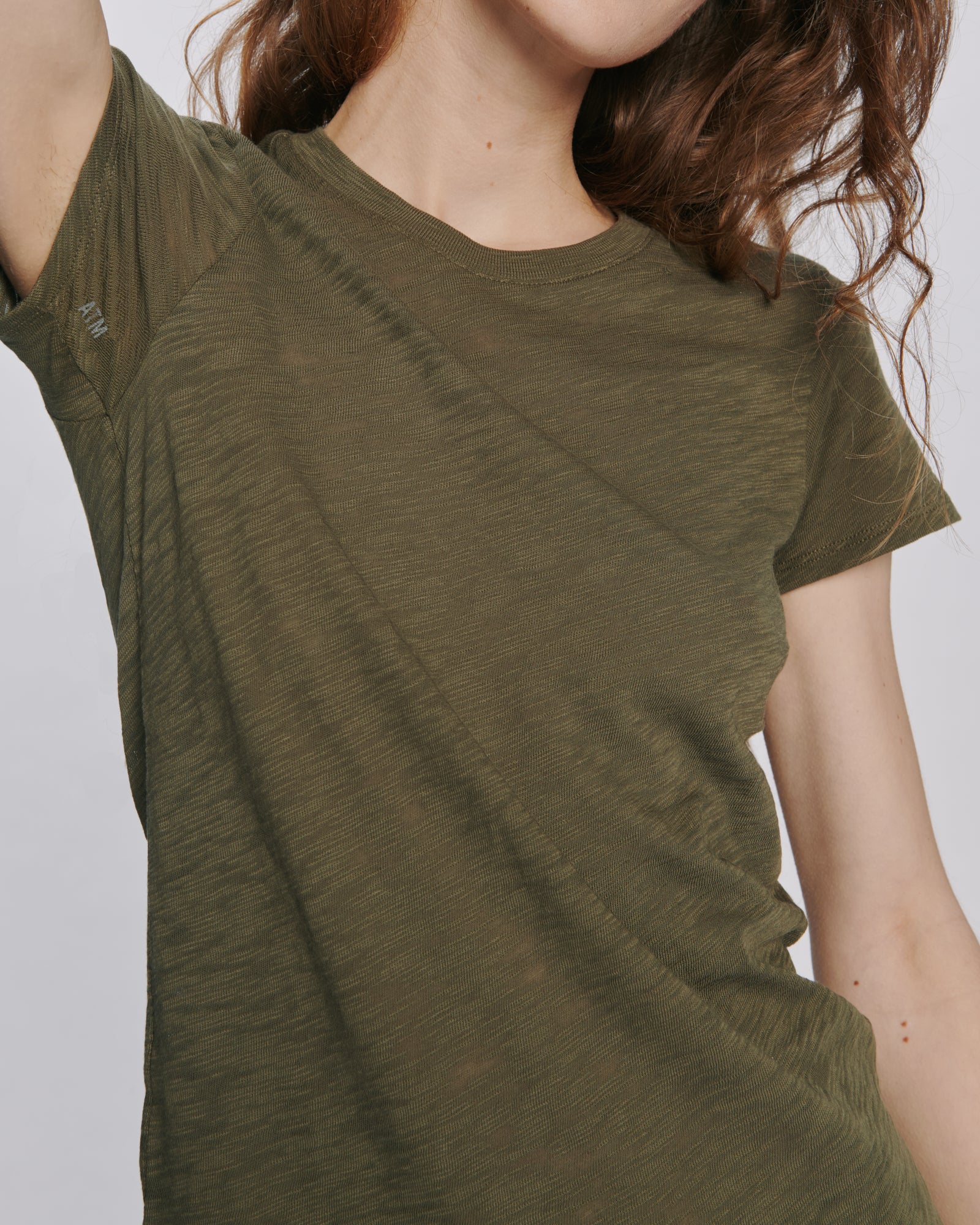 Slub Jersey Schoolboy Crew Neck Tee - Army