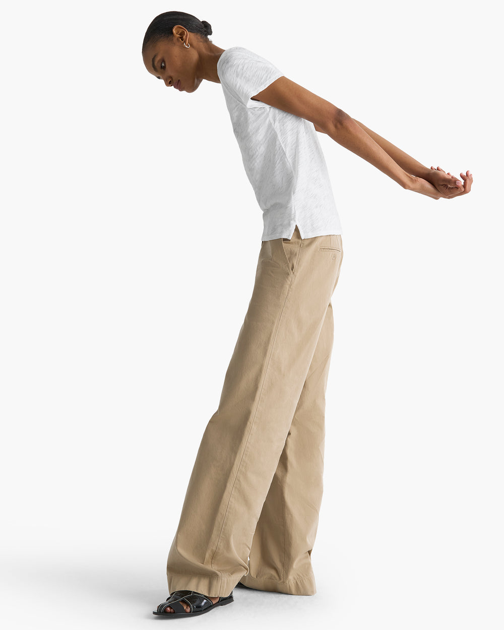 Slub Jersey Schoolboy V-Neck Tee - White