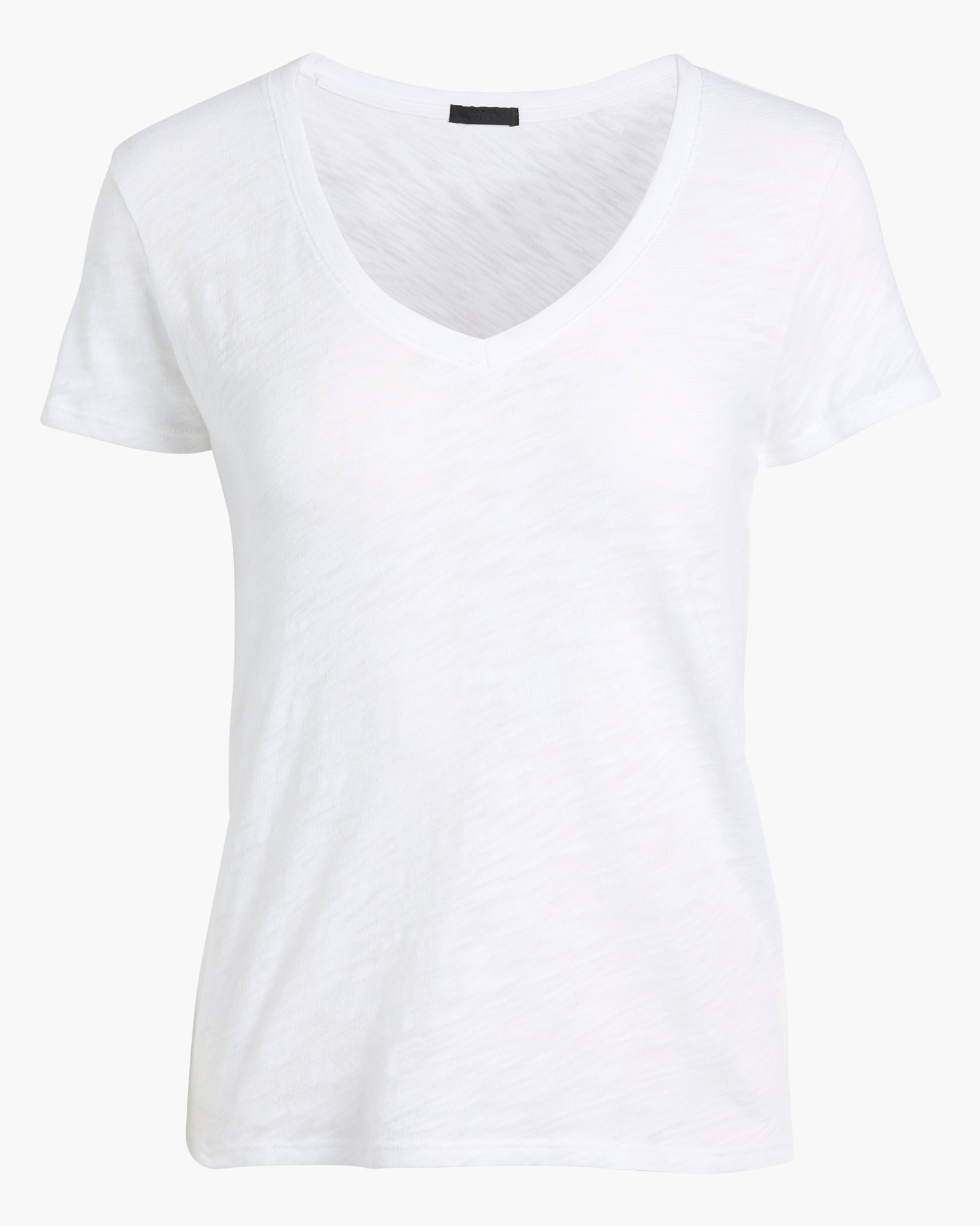 Slub Jersey Schoolboy V-Neck Tee - White