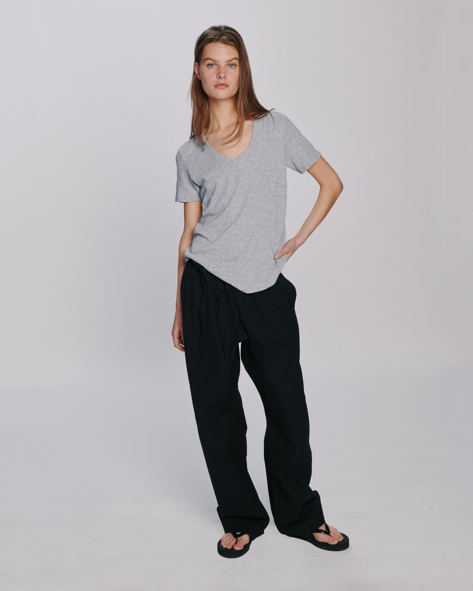 Slub Jersey Classic V-Neck Tee - Heather Grey