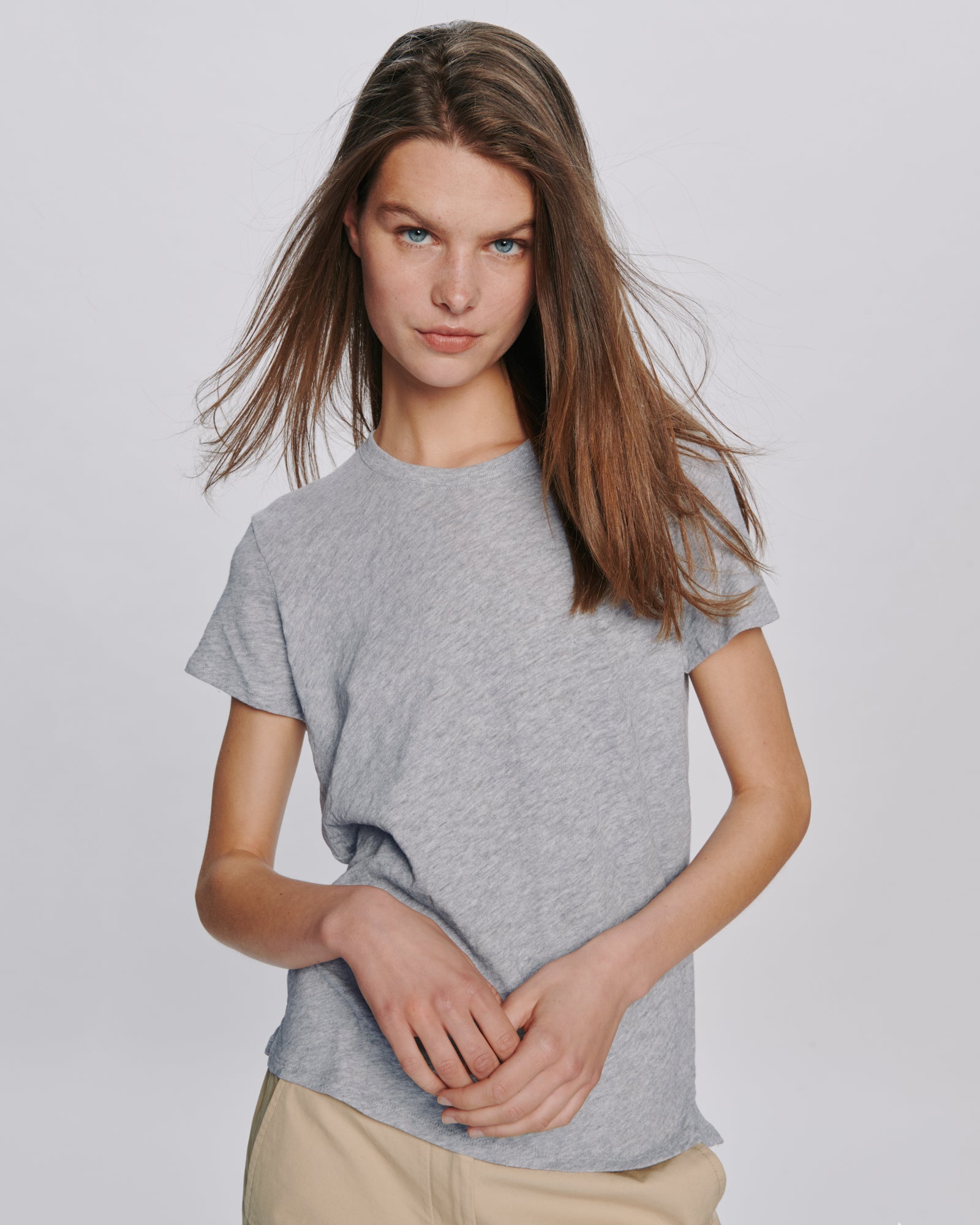 Slub Jersey Schoolboy Crew Neck Tee - Heather Grey