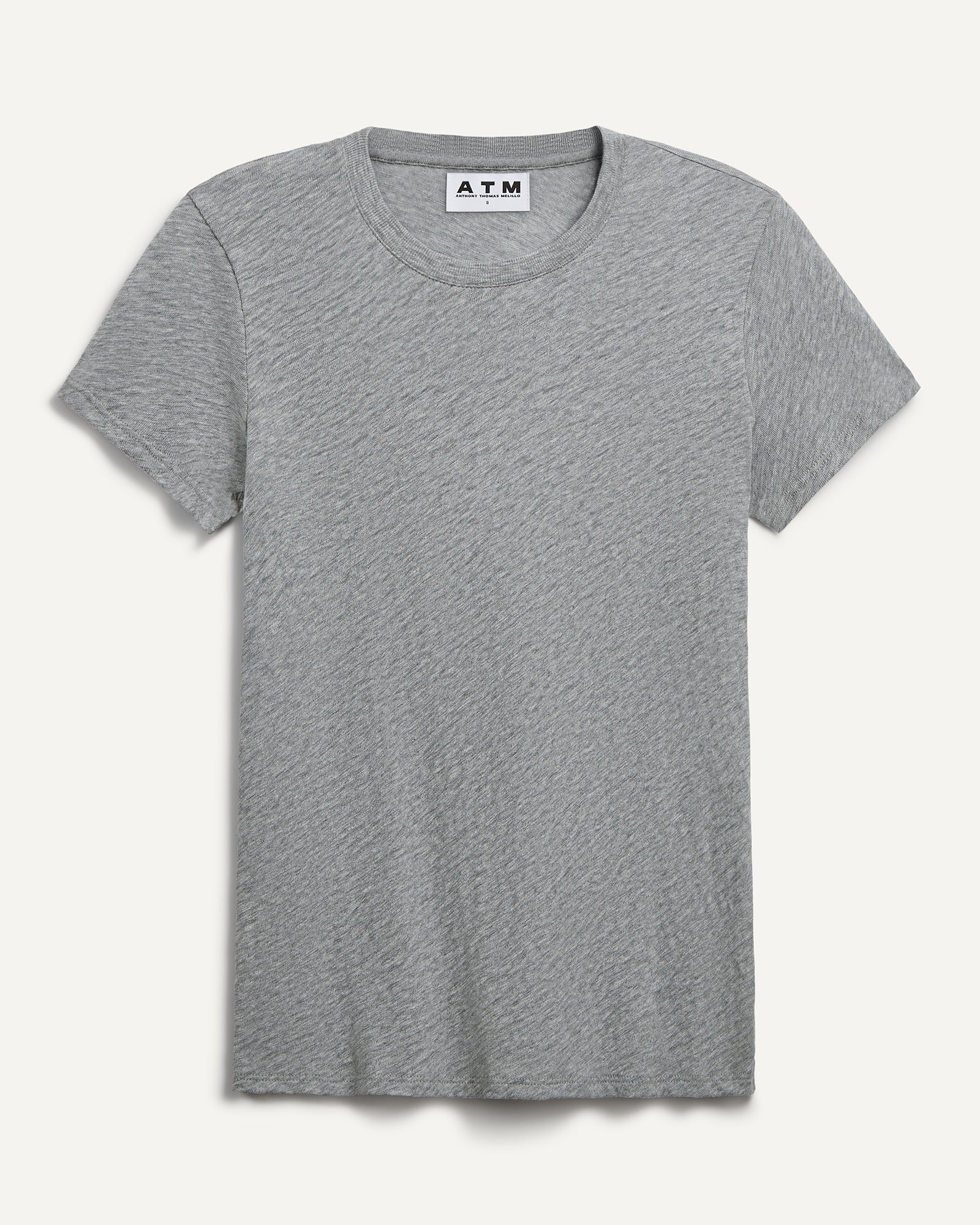 Slub Jersey Schoolboy Crew Neck Tee - Heather Grey