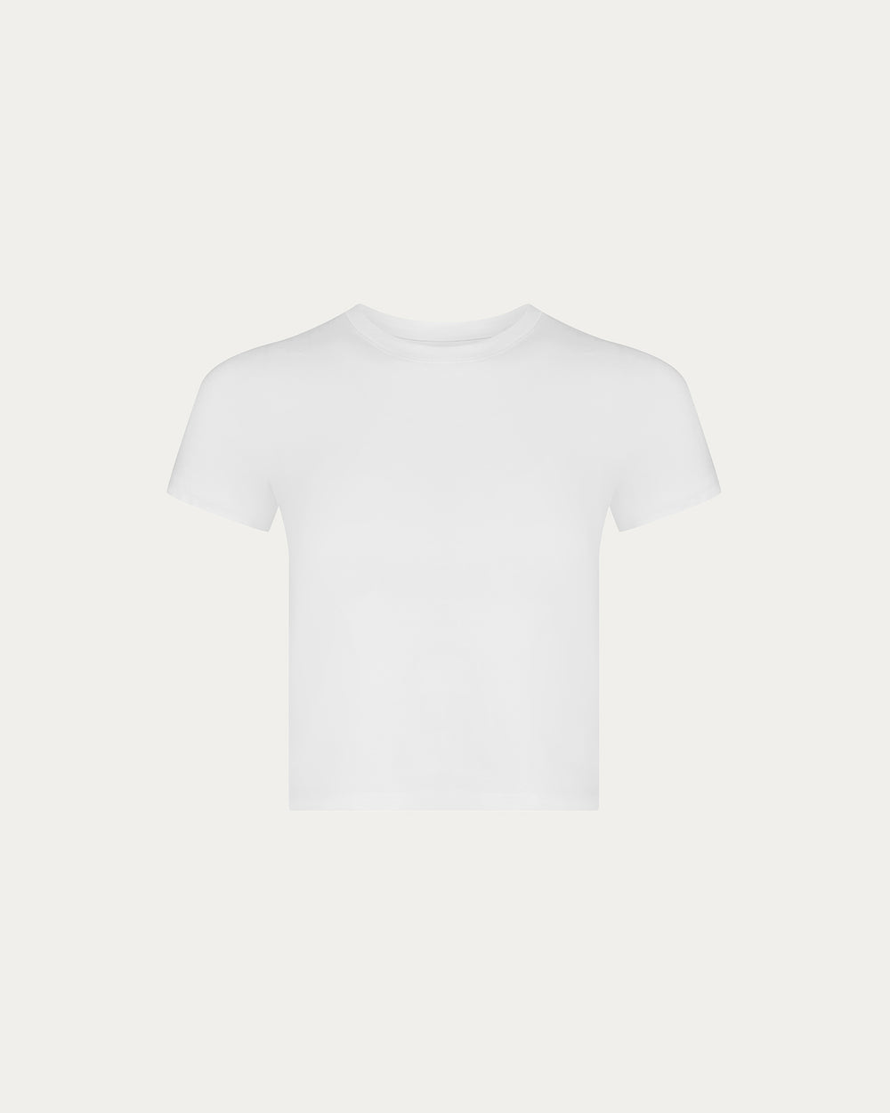 Stretch Cotton Cropped Baby Tee - White