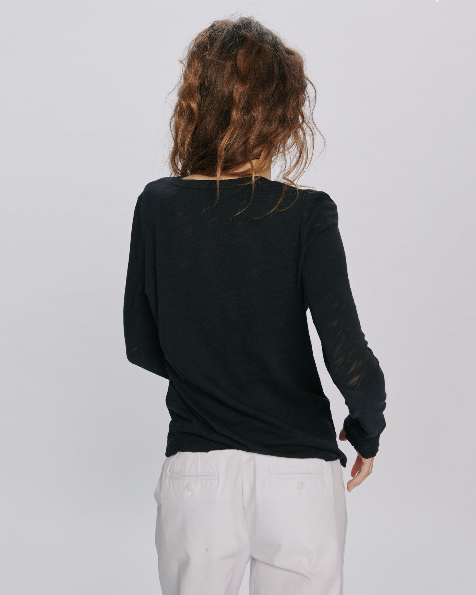 Slub Jersey Long Sleeve Destroyed Wash Tee - Black – ATM Anthony