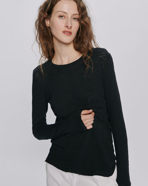 Slub Jersey Long Sleeve Destroyed Wash Tee - Black – ATM Anthony