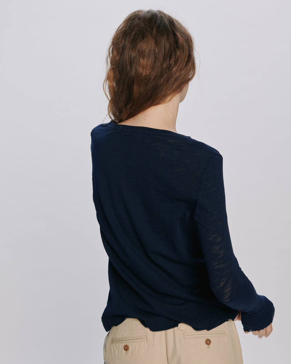 Slub Jersey Long Sleeve Destroyed Wash Tee - Midnight