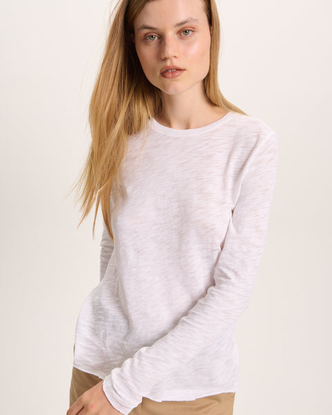 Slub Jersey Long Sleeve Destroyed Wash Tee - White – ATM Anthony