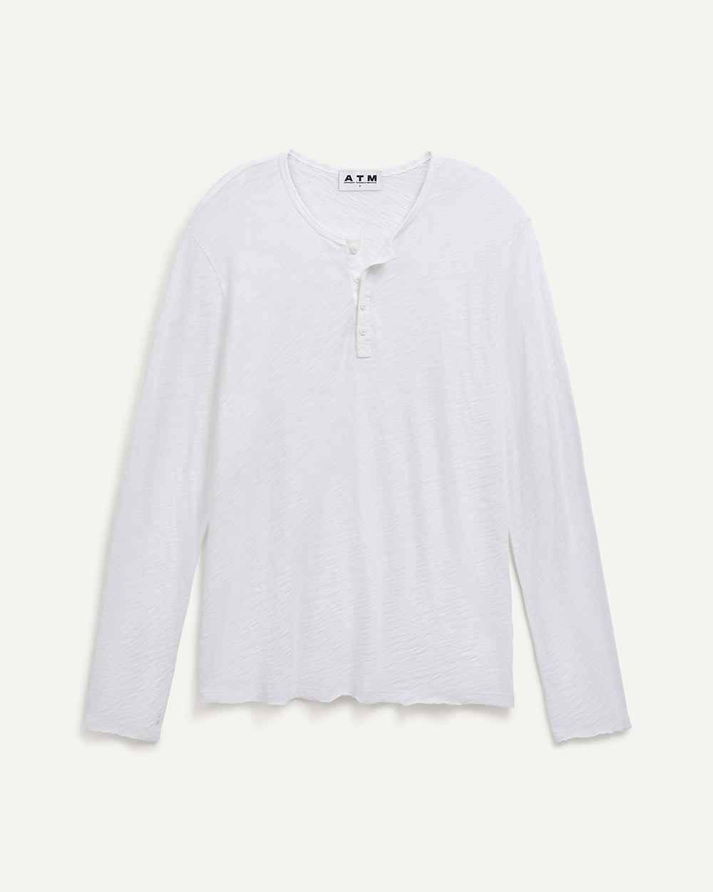 Slub Jersey Destroyed Wash Henley - White