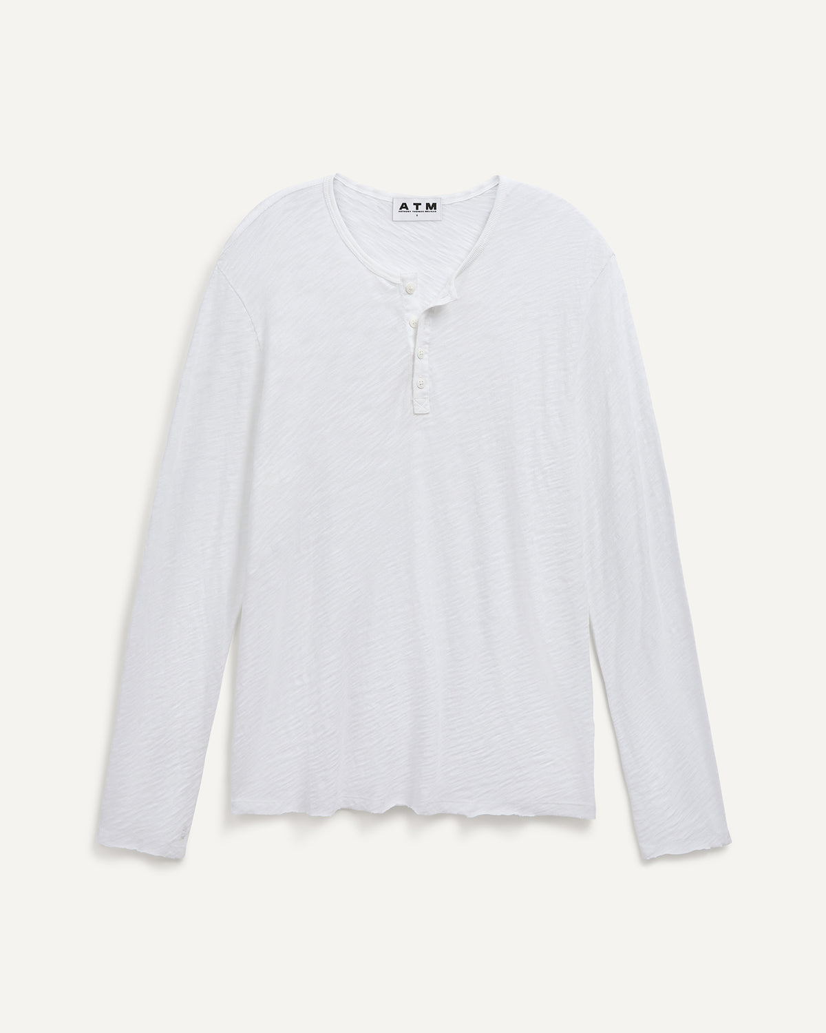 Slub Jersey Destroyed Wash Henley - White