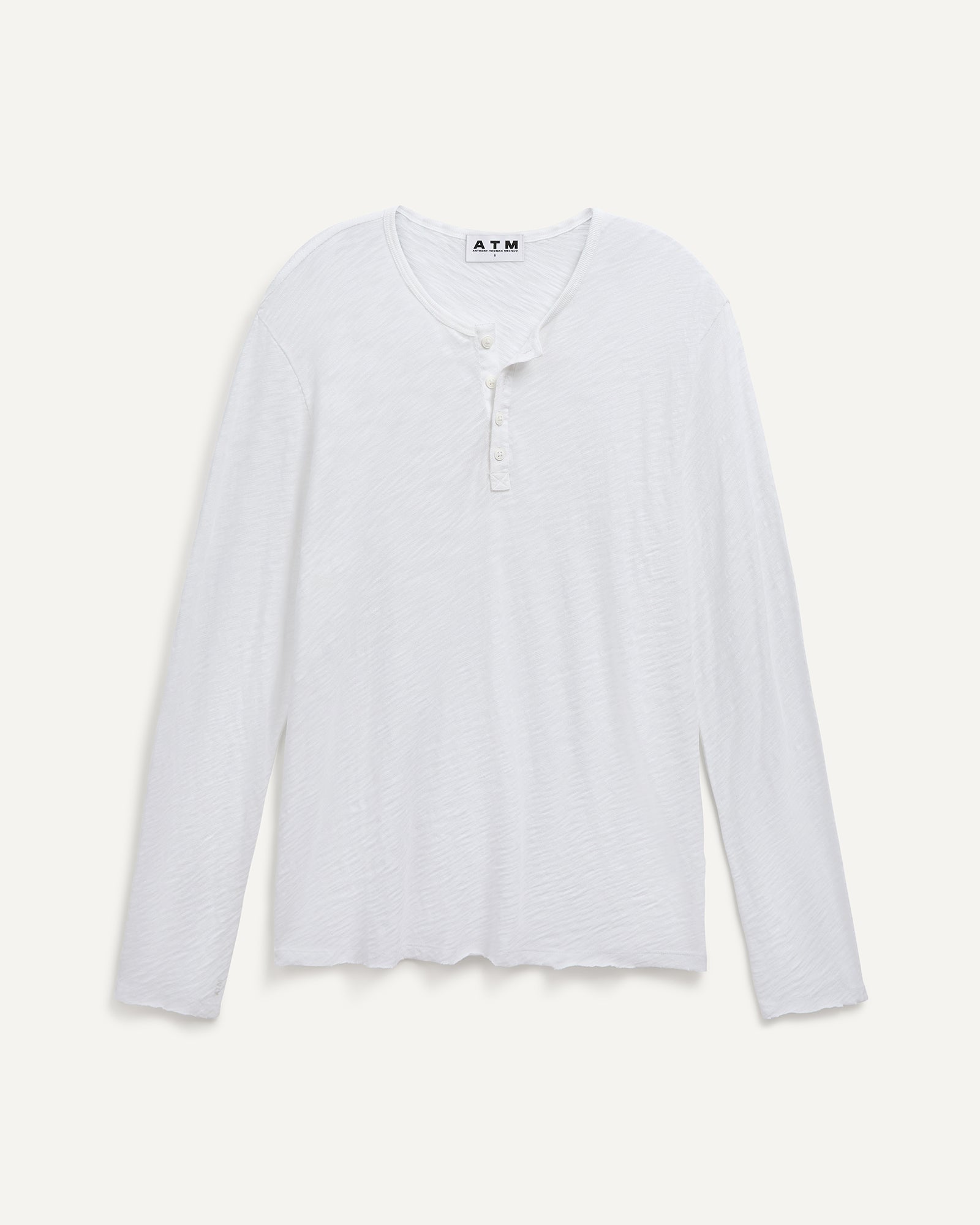 Slub Jersey Destroyed Wash Boyfriend Henley - White