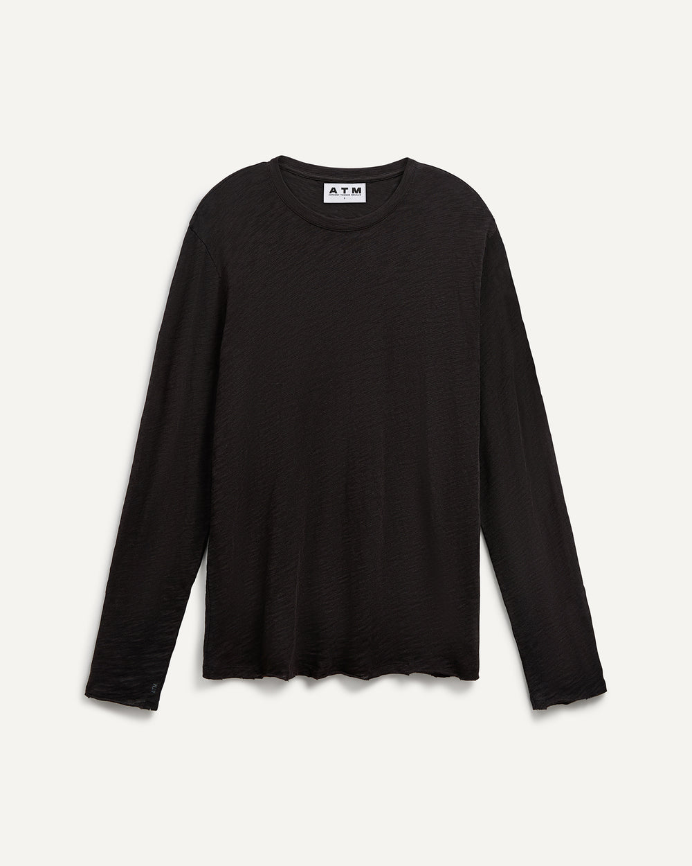Slub Jersey Long Sleeve Destroyed Wash Tee - Black