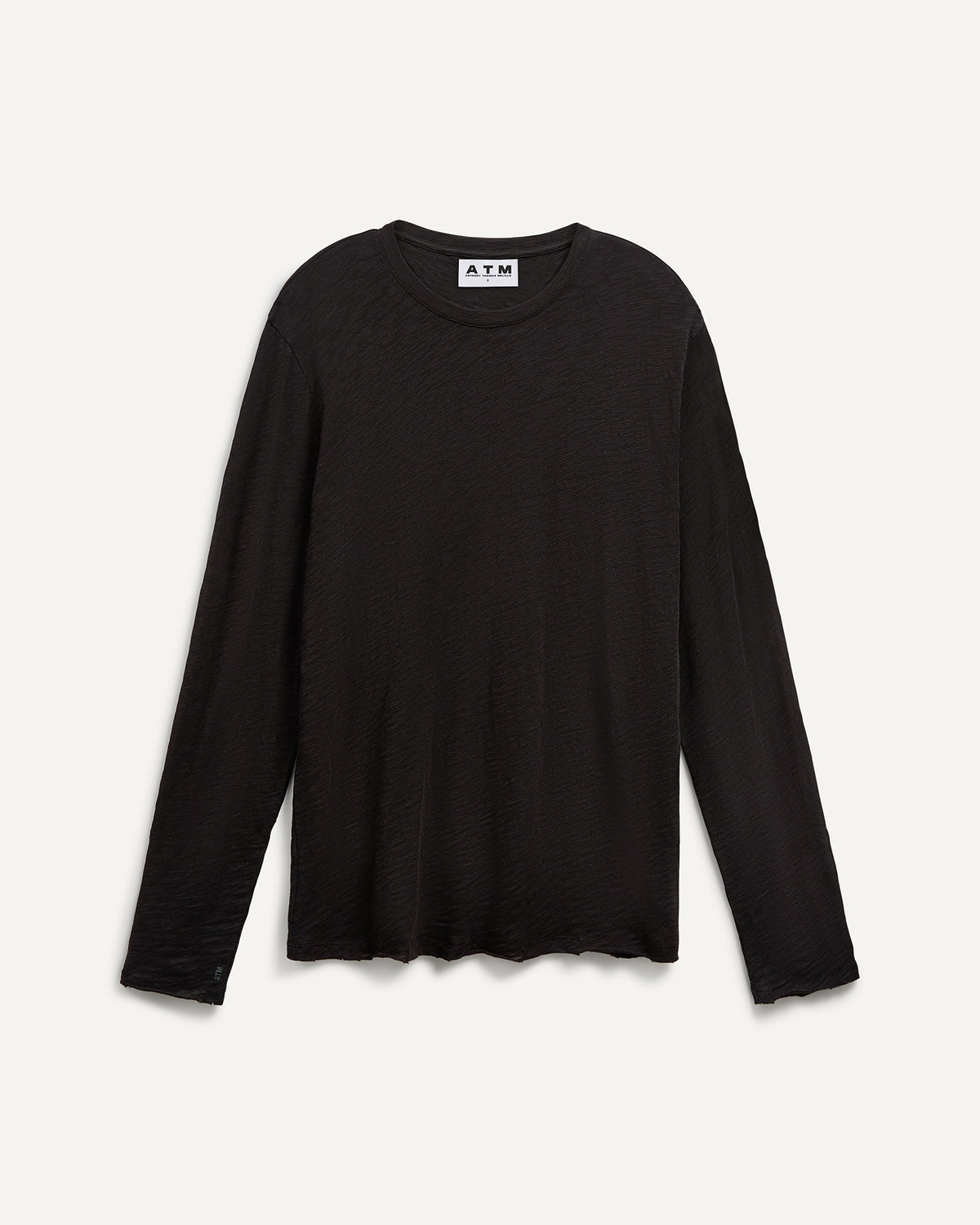 Slub Jersey Long Sleeve Destroyed Wash Tee - Black