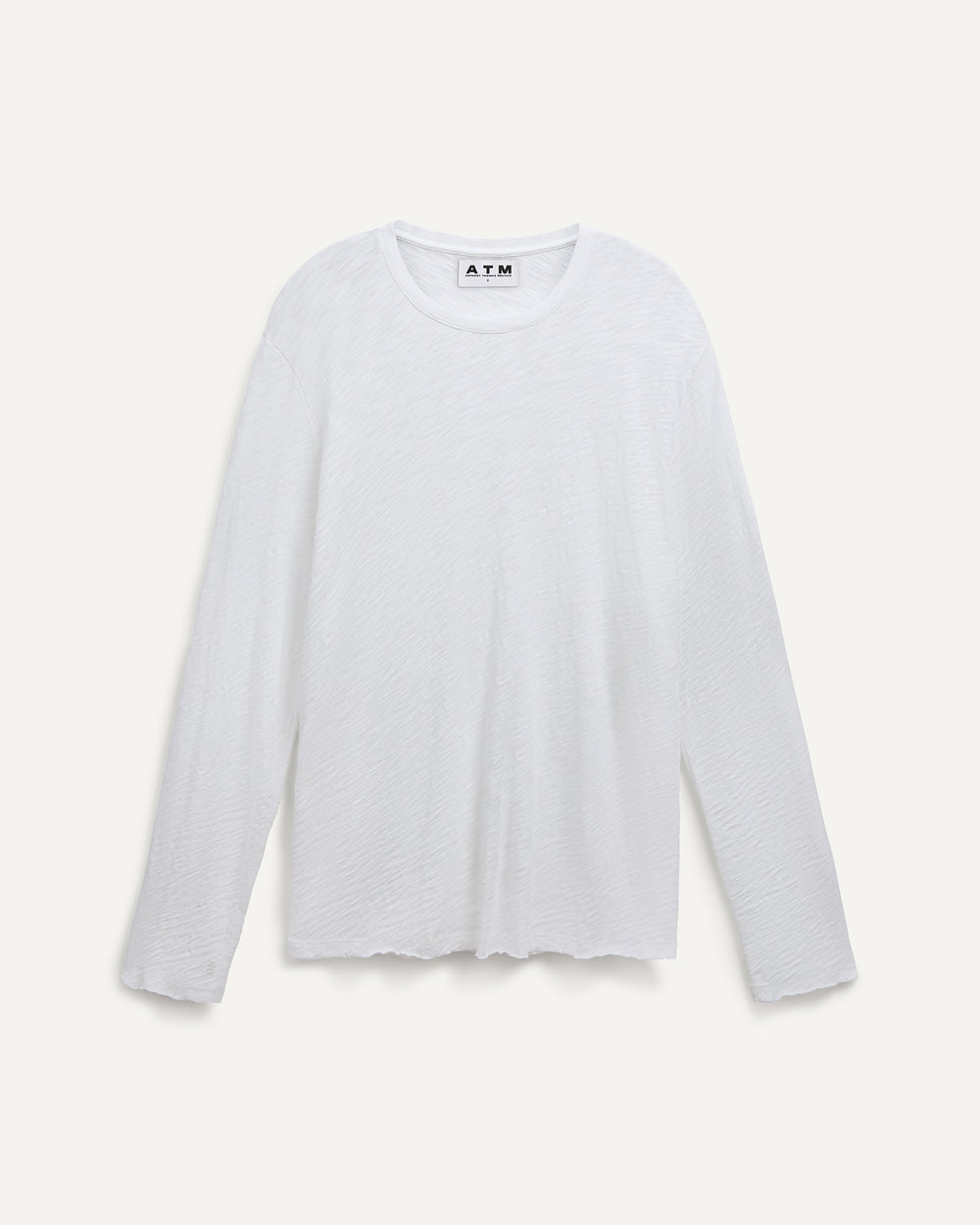 Slub Jersey Long Sleeve Destroyed Wash Tee - White
