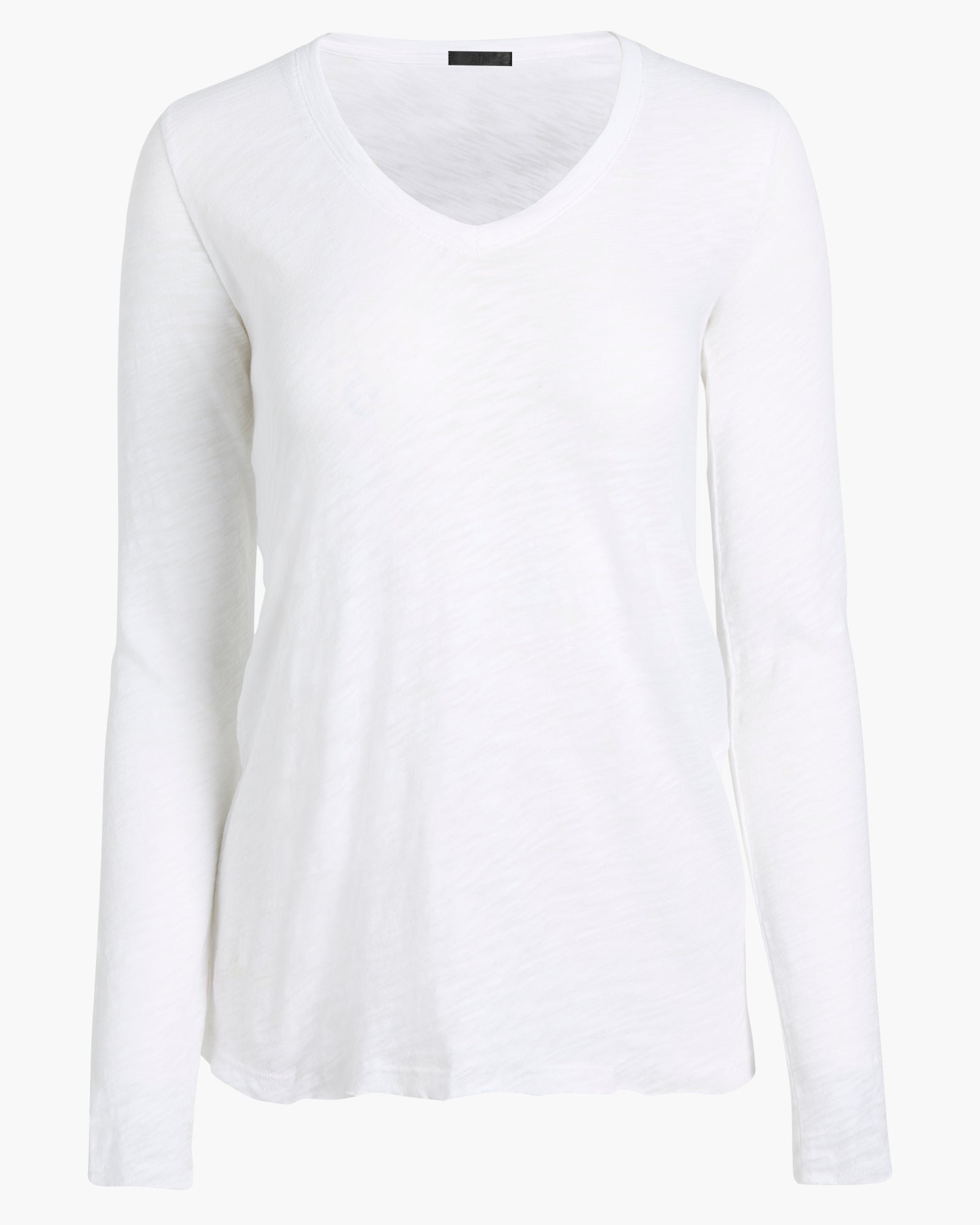 Slub Jersey Long Sleeve V-Neck Tee - White