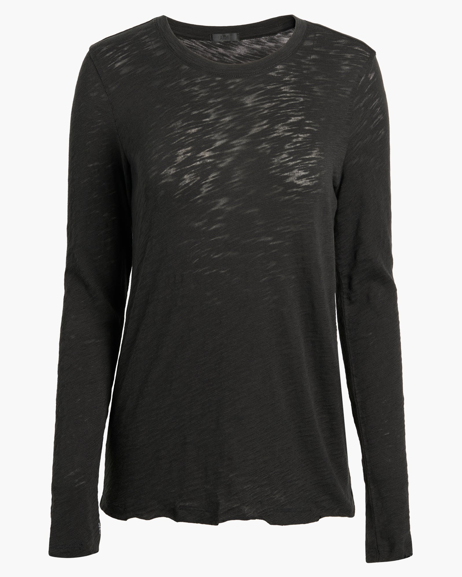 Slub Jersey Long Sleeve Destroyed Wash Tee - Black