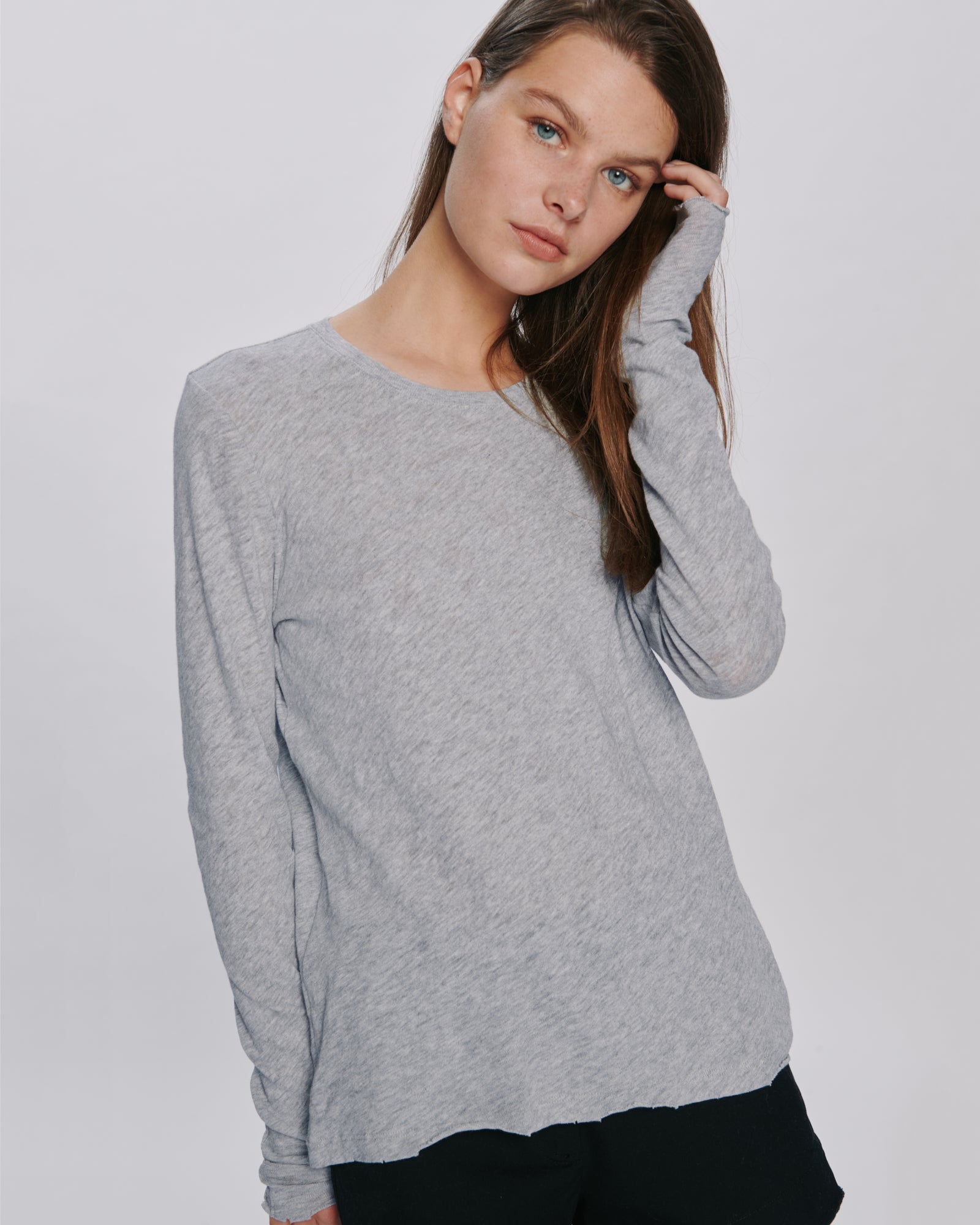 Slub Jersey Long Sleeve Destroyed Wash Tee - Heather Grey – ATM