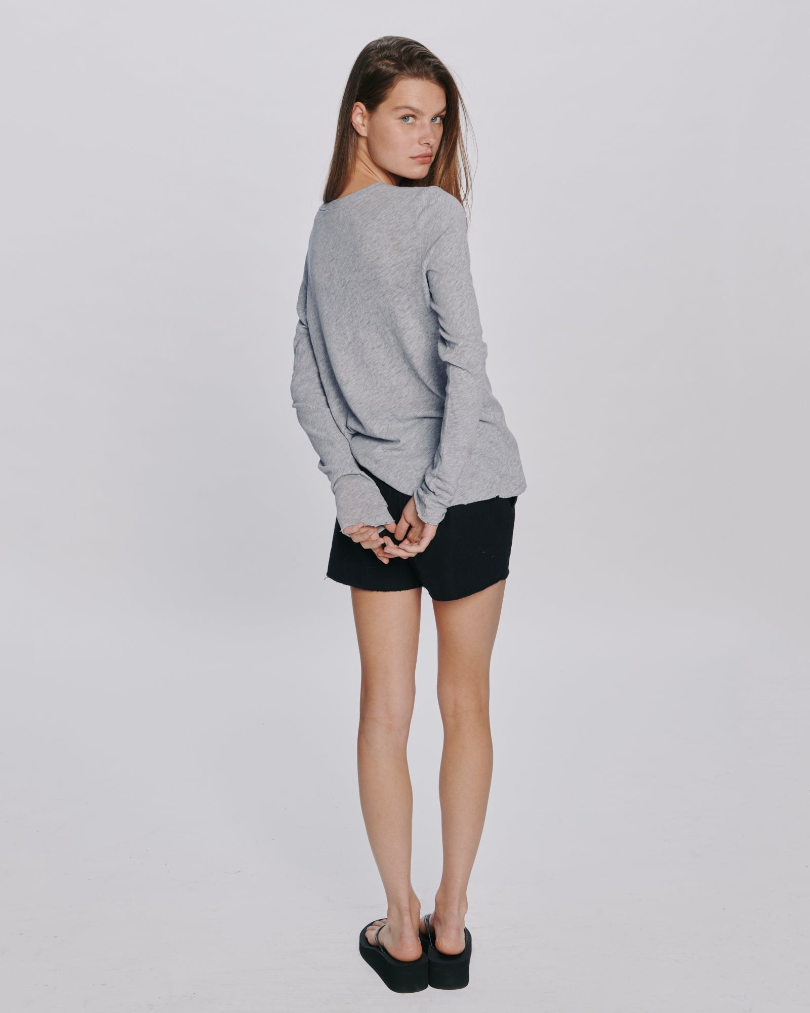 Slub Jersey Long Sleeve Destroyed Wash Tee - Heather Grey – ATM