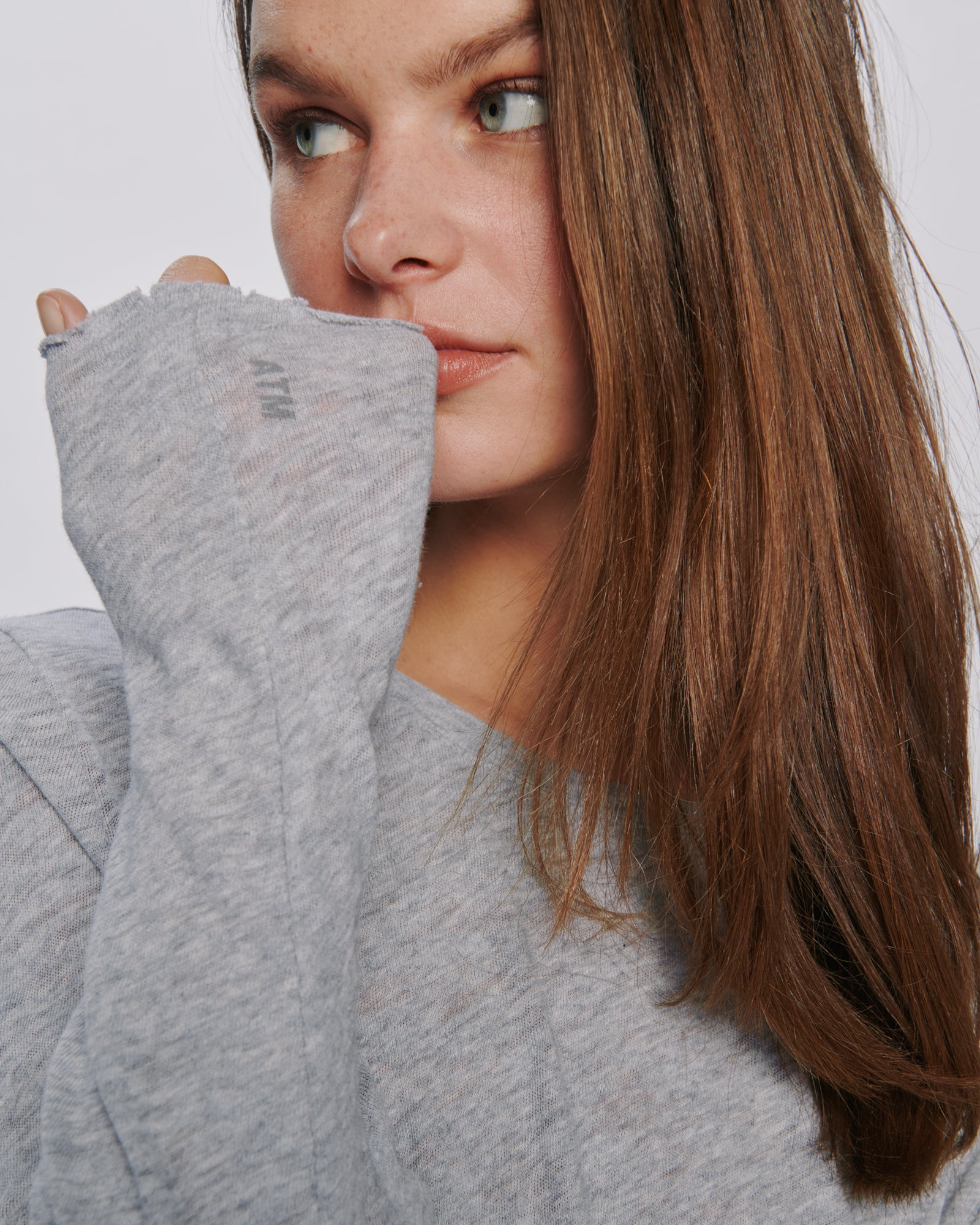 Slub Jersey Long Sleeve Destroyed Wash Tee - Heather Grey