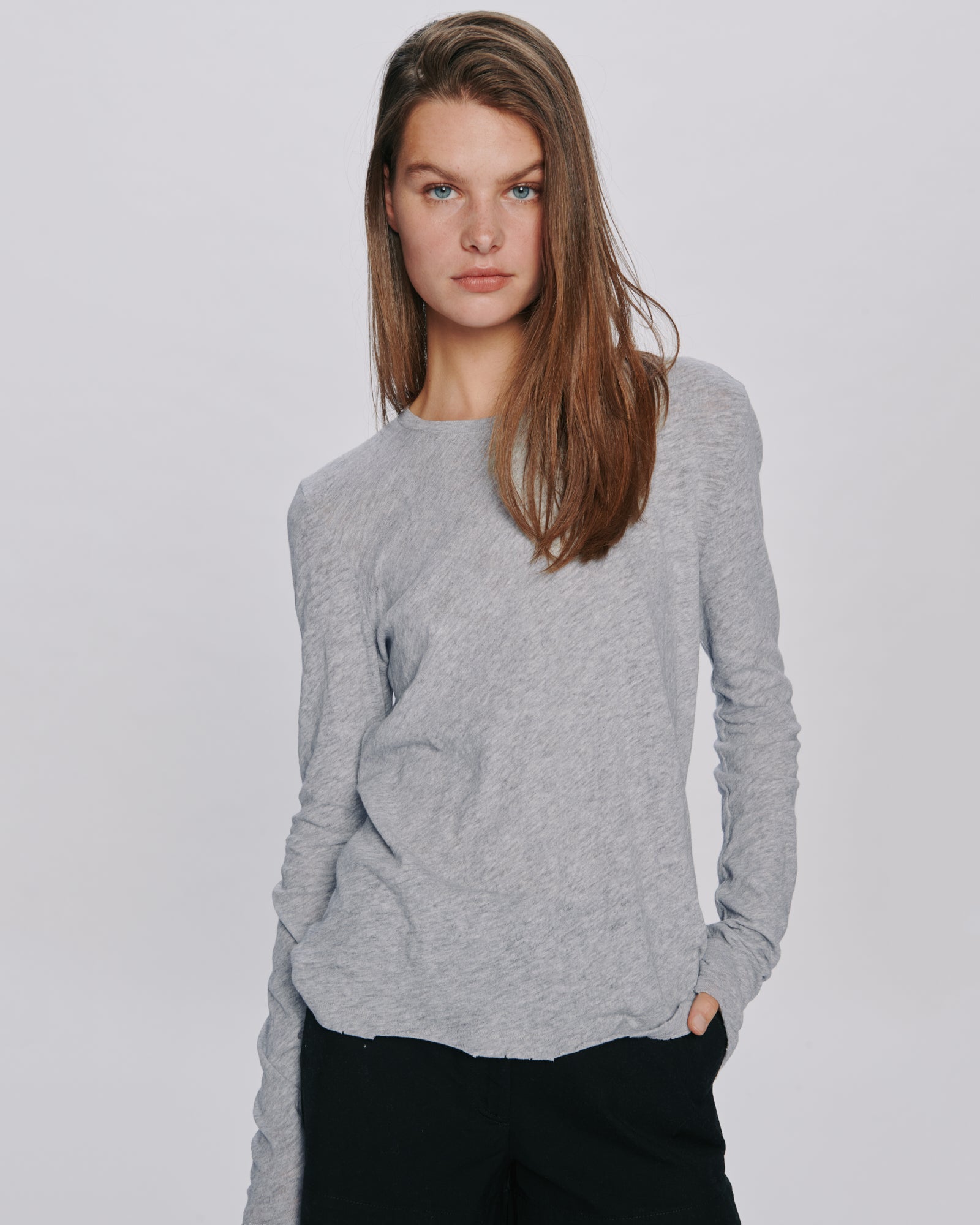 Slub Jersey Long Sleeve Destroyed Wash Tee - Heather Grey – ATM