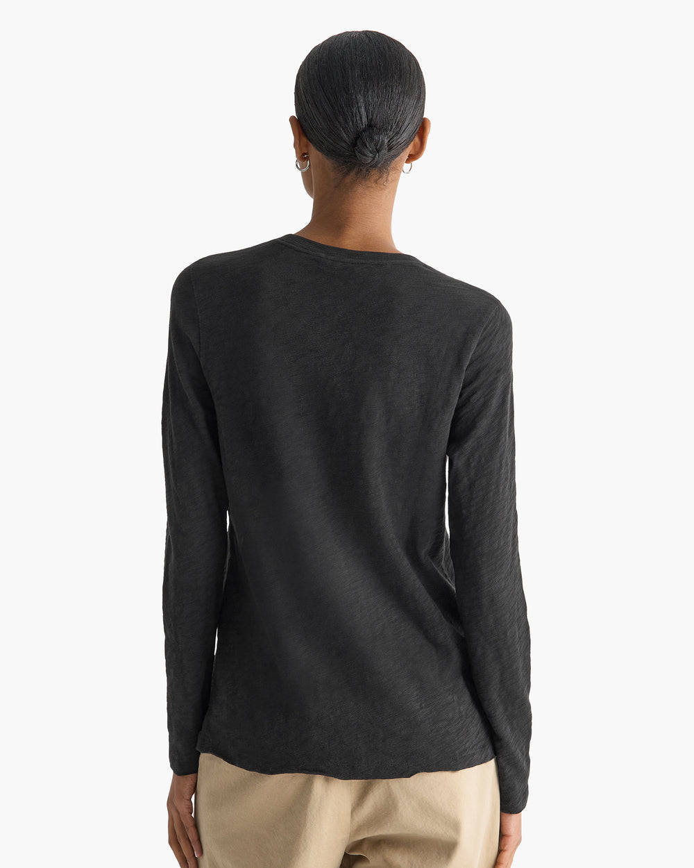 Slub Jersey Long Sleeve Destroyed Wash Tee - Black