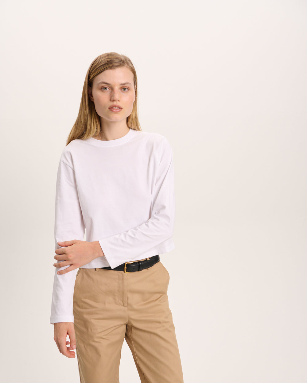 Classic Jersey Long Sleeve Boy Tee - White
