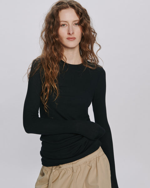 Modal Rib Long Sleeve Crew - Black – ATM Anthony Thomas Melillo