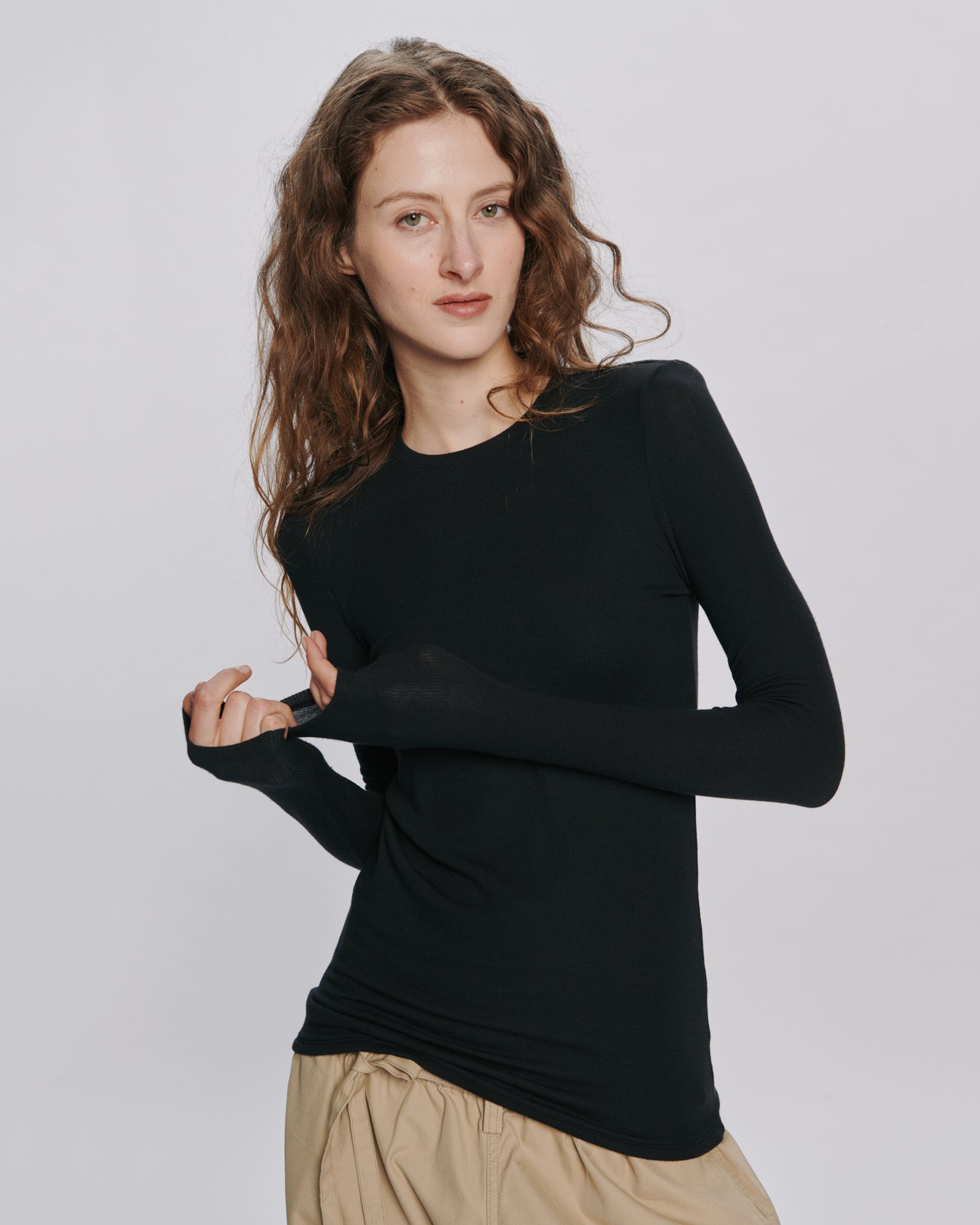 Modal Rib Long Sleeve Crew - Black – ATM Anthony Thomas Melillo