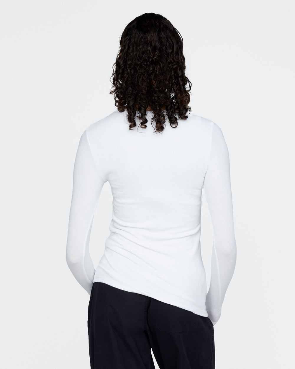 Modal Rib Long Sleeve Crew - White