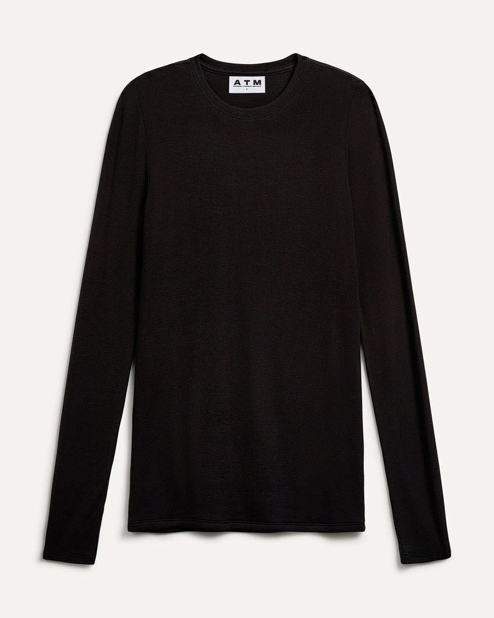 Modal Rib Long Sleeve Crew - Black