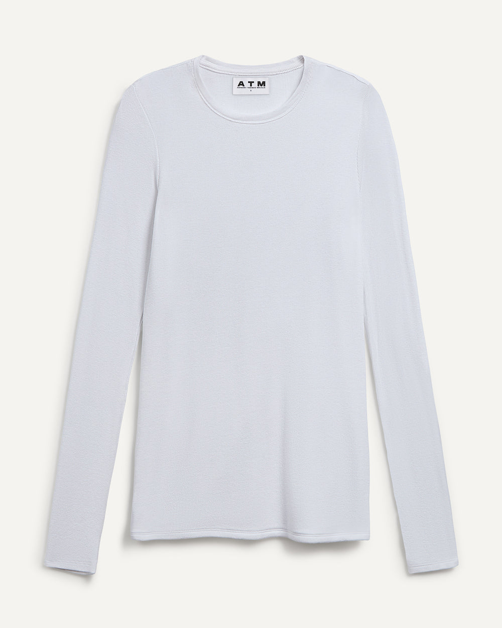 Modal Rib Long Sleeve Crew - White