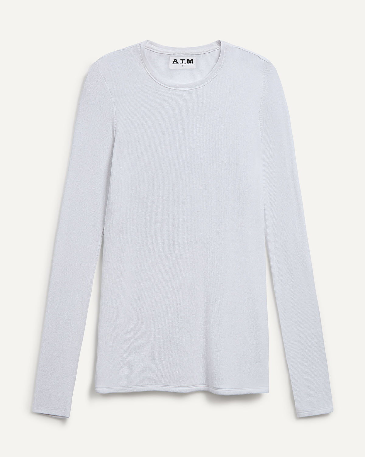 Modal Rib Long Sleeve Crew - White