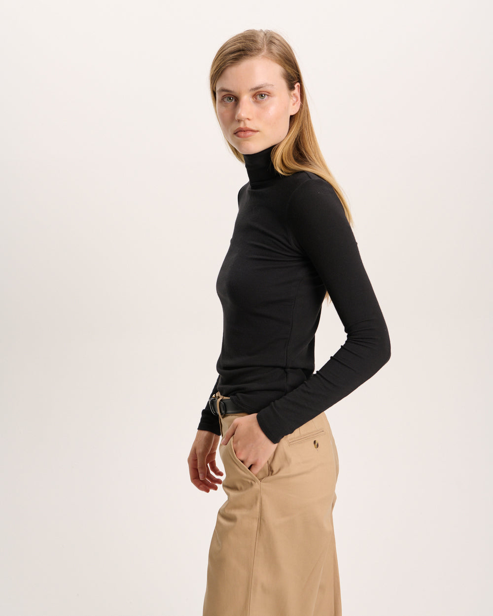 Modal Rib Turtleneck - Black